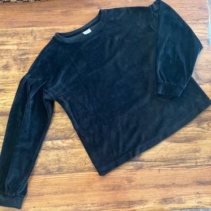 Black Velour Long Sleeve Top